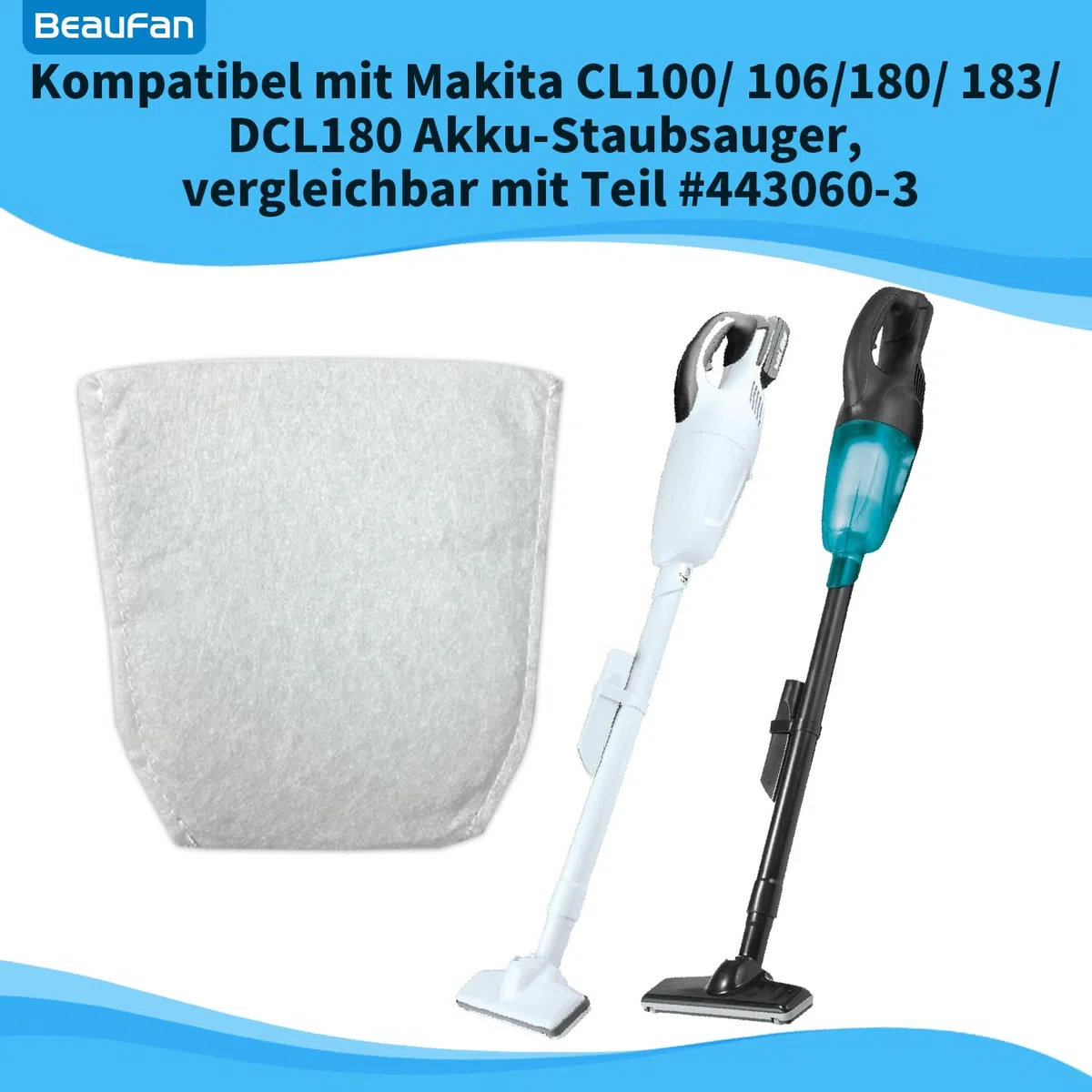 Pack de 10 bolsas de vacío compatibles con Makita CL100/106/180/183/DCL180 sin cable, Compare to Part #443060-3