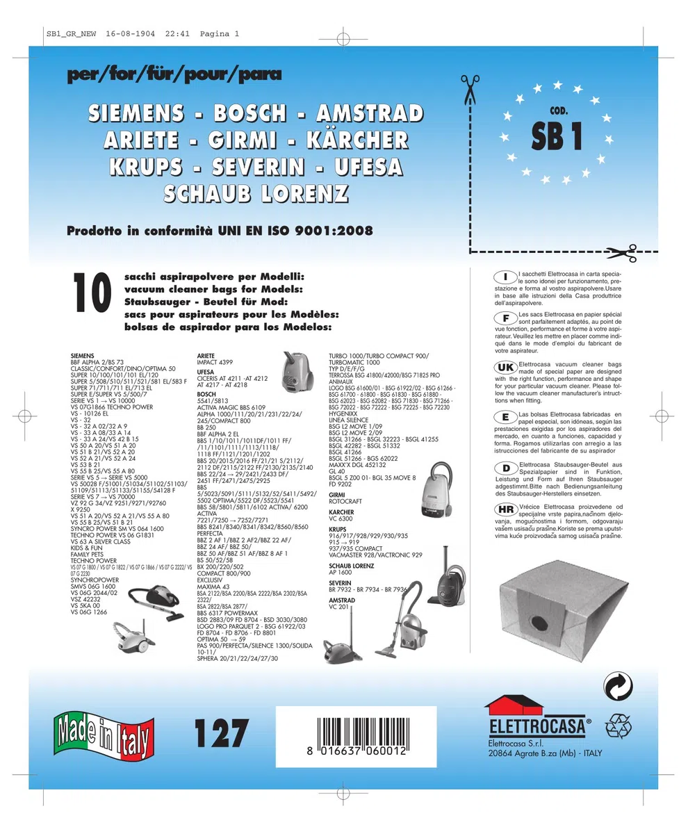 Elettrocasa Sb1 10 Sacchi X Siemens.