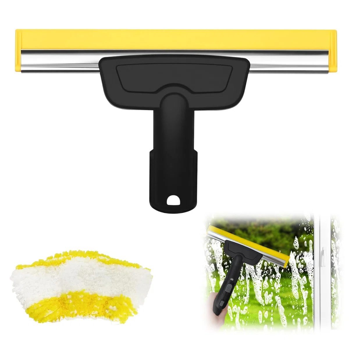 Boquilla de ventana para limpiador de vapor Karcher con juego de paños de microfibra, compatible con Kärcher SC1 SC2 SC3 SC4 SC5 SC7, accesorio de repuesto para limpieza sin rayas de vidrio, ventanas