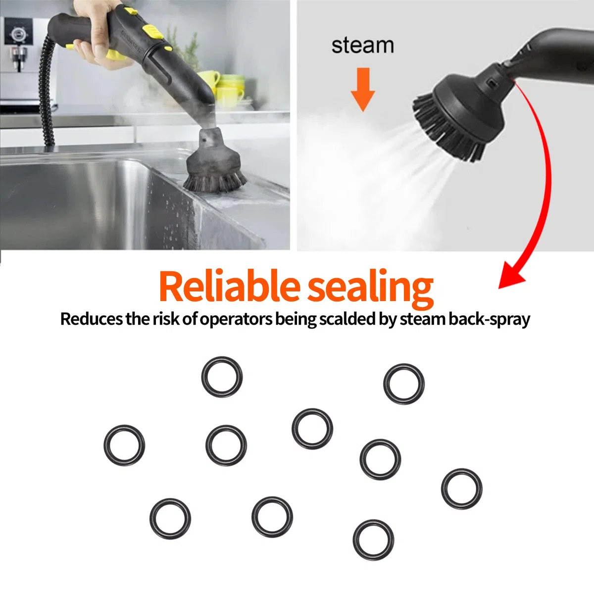 10 anillos de sellado de goma para Karcher SC2 SC3 SC4 SC5 CT10 piezas de limpiador de vapor (negro)