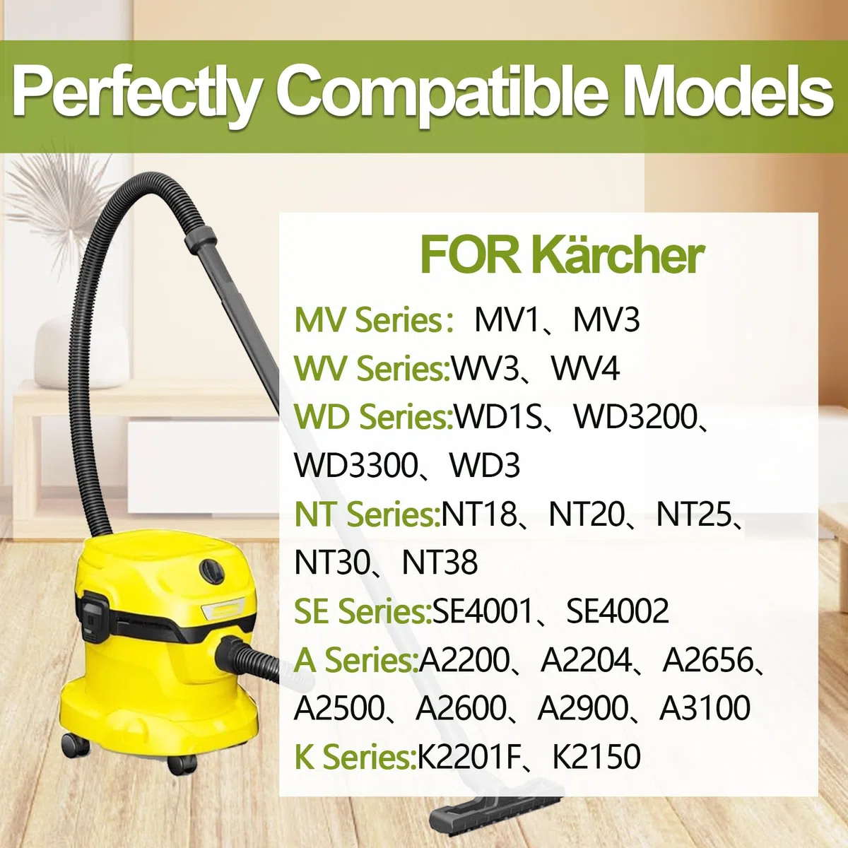 6 piezas Bolsas Aspiradora Universales Compatibles para Karcher 6.959-130.0,Bolsa Aspiradora para WD3, WD3 Premium, SE4001, SE4002, MV3, NT20-1