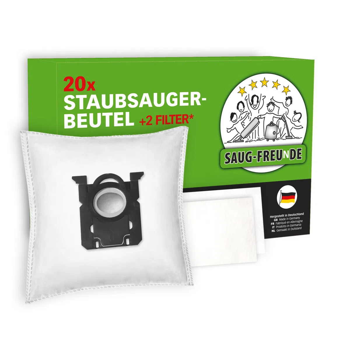 SAUG-FREUnDE I 20 bolsas para aspiradora AEG VX 4 serie VX4-1-CB-P, VX4-1-GM-T, VX4-1-WR-A, VX4-1-PM-P, VX4-1-IW-P, VX4-1-WR-P, VX4-1-EB, VX4-1-OR